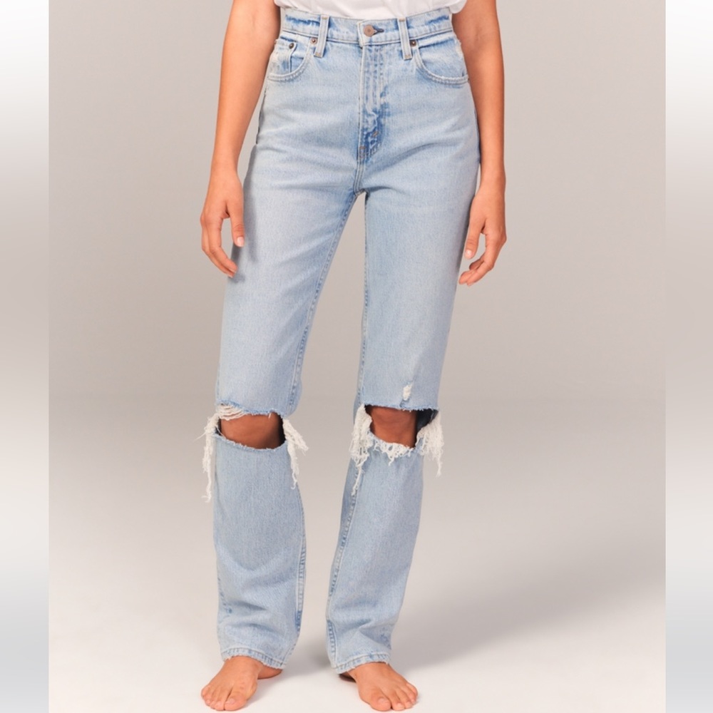 Abercrombie 90s straight ripped jeans